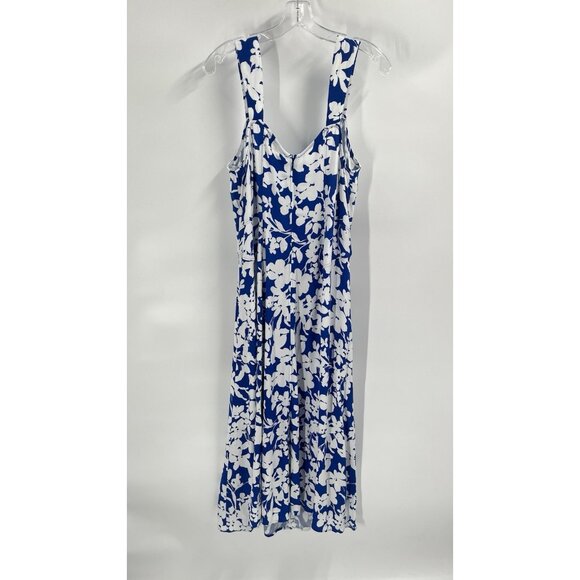 Loft Blue Floral Maxi Dress Resort Wear Tropical Sz 10 Vacation - Picture 4 of 5
